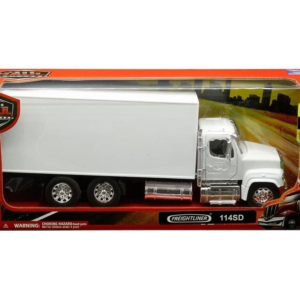 New-Ray Freightliner 114SD Box Truck White Long Haul Trucker Series 1/32 Diec